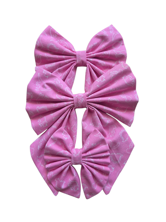 Pink Dino Sailor Bow