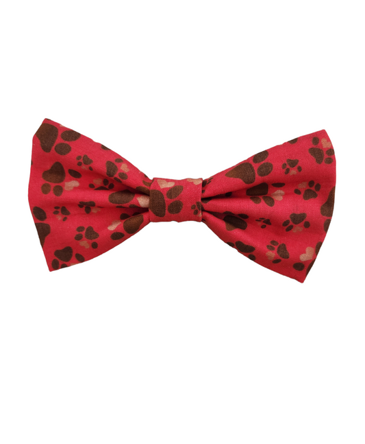 Medium Red Paw Print Bow