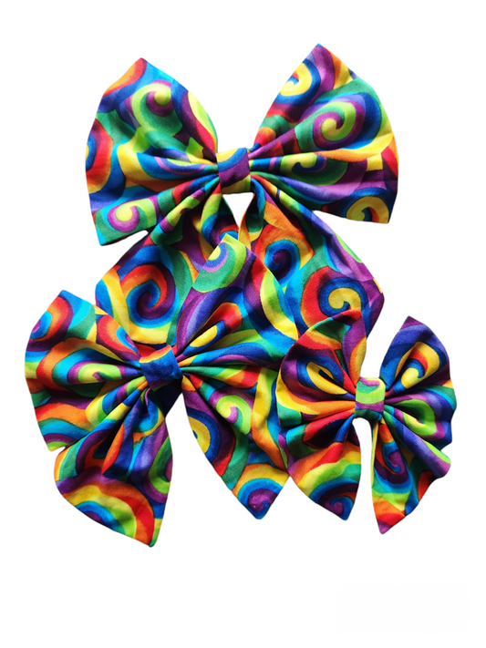 Swirling Rainbow Sailor Bow