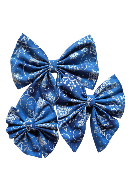 Blue Winter Sailor Bow